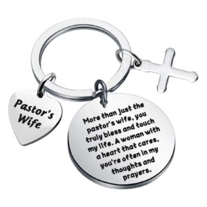 bobauna Pastors Wife Gift Church Minister Keychain Christian Jewelry A Woman With A Heart That Aares You're Often In My Thoughts And Prayers Appreciation Gift (pastor's wife keychain)