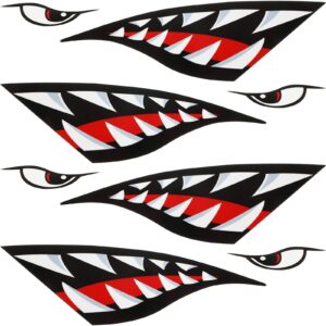 4 pieces shark teeth mouth reflective kayak stickers decals boat fishing canoe graphic stickers waterproof decals for car canoe kayak fishing boat surfboard ocean truck decals accessories