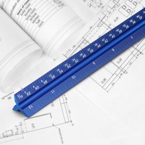 12" Architectural Scale Ruler Aluminum Architect Scale Triangular Scale Ruler for Architects, Draftsman, Students and Engineers, Blue