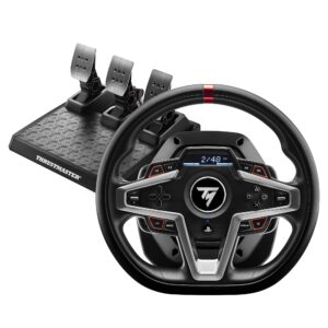 thrustmaster t248p, racing wheel and magnetic pedals, hybrid drive, magnetic paddle shifters, dynamic force feedback, screen with racing information (compatible with ps5, ps4, pc)