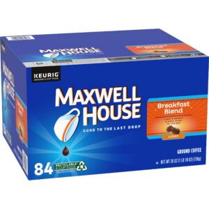 Maxwell House Decaf House Blend Medium Roast and Breakfast Blend Light Roast K-Cup Coffee Pods (84 ct Box)