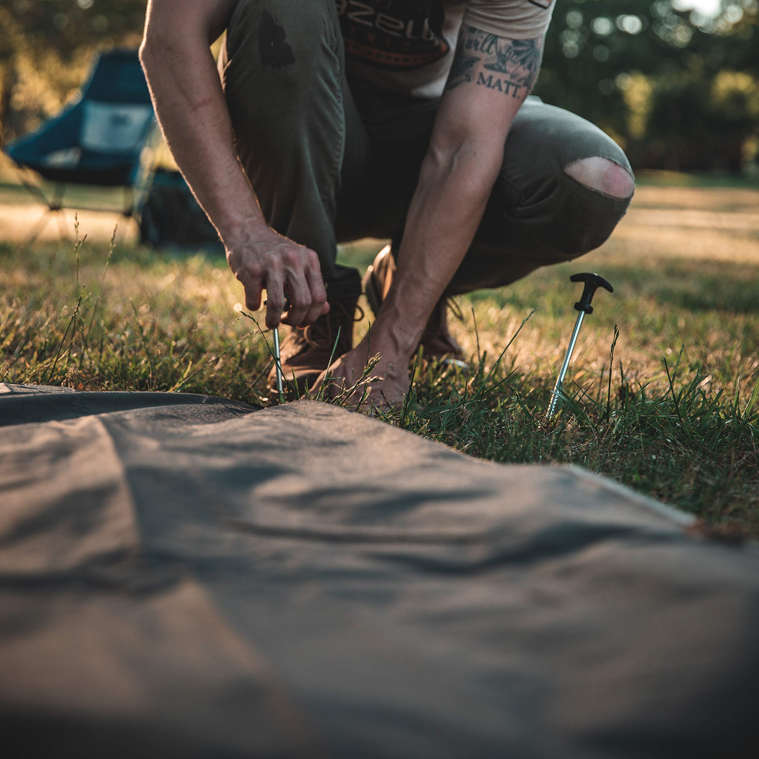 Gazelle Tents™, T3X Tent Footprint, 300D, Waterproof Ground Tarp, 4 Tack Down Stakes, GA108