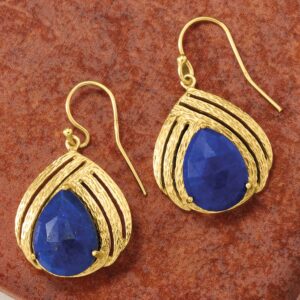 Ross-Simons Lapis Drop Earrings in 18kt Gold Over Sterling