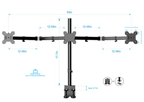 Rocelco 46" Large Height Adjustable Standing Desk Converter with Triple Monitor Mount BUNDLE - Sit Stand Up Computer Workstation Riser - Retractable Keyboard Tray - Teak Wood Grain (R DADRT-46-DM3)