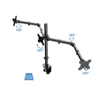 Rocelco 46" Large Height Adjustable Standing Desk Converter with Triple Monitor Mount BUNDLE - Sit Stand Up Computer Workstation Riser - Retractable Keyboard Tray - Teak Wood Grain (R DADRT-46-DM3)