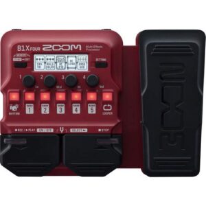 Zoom B1XFOUR Guitar MultiEffects Processor with Expression Pedal + 4 AA Batteries & Charger + Cable + Cloth - Top Value Bundle