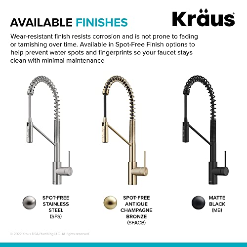 KRAUS Oletto Touchless Sensor Commercial Pull-Down Single Handle Kitchen Faucet with QuickDock Top Mount Assembly in Spot Free Stainless Steel, KSF-2631SFS