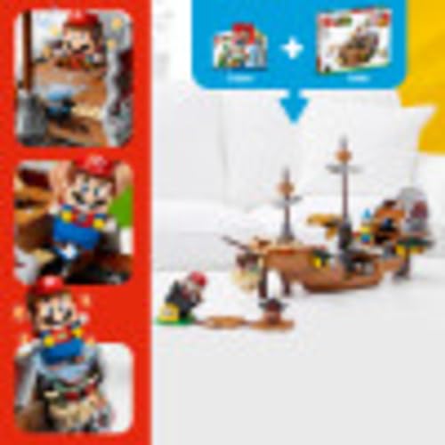 LEGO Super Mario Bowser's Airship 1,152 Piece Building Kit, Unveils Detailed Interior, Includes Kamek, Rocky Wrench, Goomba, POW Block, Cannon Start Pipe, For Ages 8+