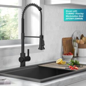 KRAUS Britt Touchless Sensor Commercial Pull-Down Single Handle Kitchen Faucet in Matte Black, KSF-1691MB