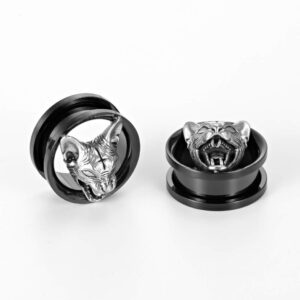 TBOSEN 2PCS Ear Gauges Animal Style Flesh Tunnel Gauges for Ears Stretcher Plug Jewelry Piercing Expander Gauges 0g - 1 inch 8mm-25mm