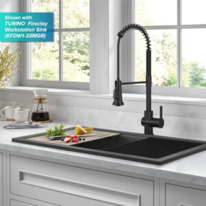 KRAUS Britt Touchless Sensor Commercial Pull-Down Single Handle Kitchen Faucet in Matte Black, KSF-1691MB