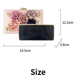 Shiiriin Women's 3D Floral Clutch Purse Handbag | Handmade with Pearls | Perfect for Bridal, Wedding, Daytime and Evening Parties | Elegant Design