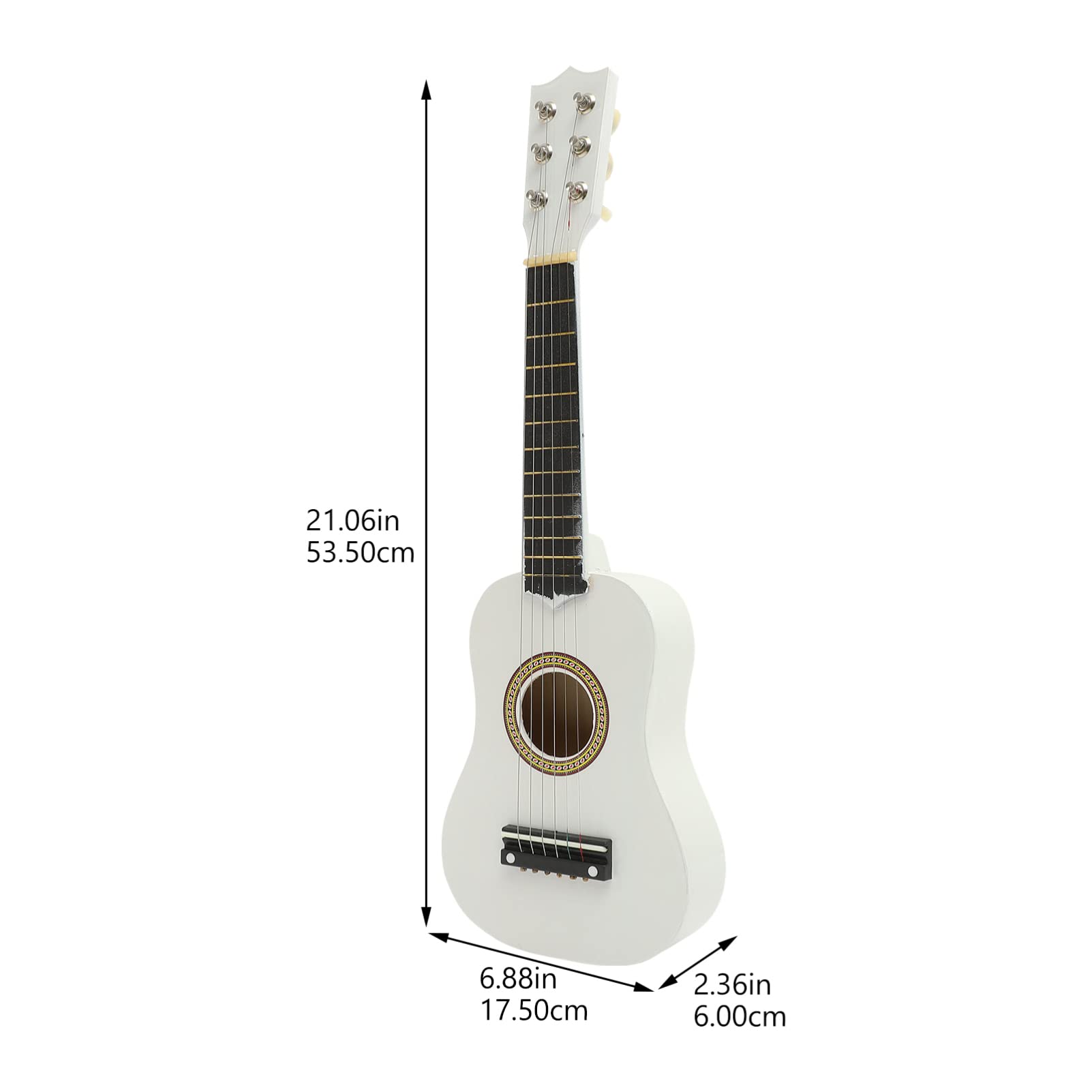 21 Inch Guitar Small Acoustic Guitar for Beginners 6- String Wooden Guitar White