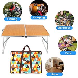 Hauunwey Folding Camping Tables Lightweight Sturdy Aluminum Outdoor Folding Table with Carrying Bag for Camp, Picnic, Beach(Small)