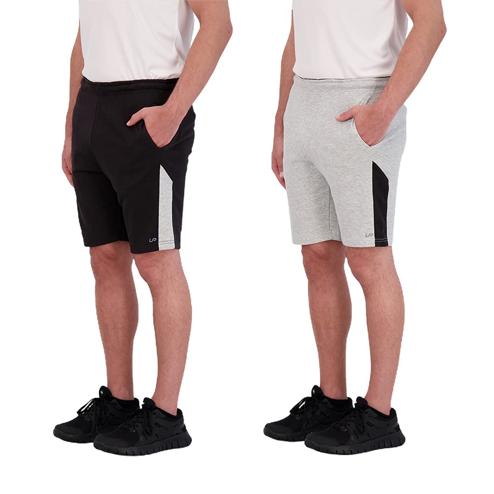 Unipro Mens Basketball Shorts with Pockets 2 Pack Quick Dry Athletic Mesh Short for Men Gym Workout and Training Clothing (as1, Alpha, l, Regular, Regular, Black-Grey Heather)