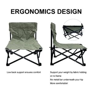 TIYASTUN Low Beach Chairs for Adults,Lightweight Camping Chair, Camp Chair, Folding Chairs for Outside Folding Lawn Chairs for Camping Beach Concert, Low Profile Low Back