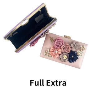 Shiiriin Women's 3D Floral Clutch Purse Handbag | Handmade with Pearls | Perfect for Bridal, Wedding, Daytime and Evening Parties | Elegant Design