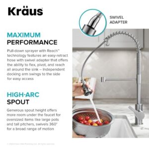 KRAUS Britt Touchless Sensor Commercial Pull-Down Single Handle Kitchen Faucet in Matte Black, KSF-1691MB