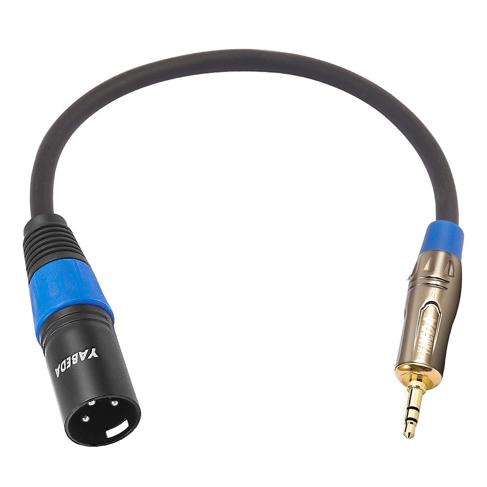 YABEDA 1/8 to XLR Cable, Unbalanced Mini Jack TRS Stereo Male to XLR Male Adapter Microphone Audio Cable (3.5mm to XLR) - 3 feet