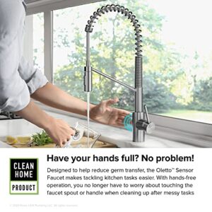 KRAUS Oletto Touchless Sensor Commercial Pull-Down Single Handle Kitchen Faucet with QuickDock Top Mount Assembly in Spot Free Stainless Steel, KSF-2631SFS