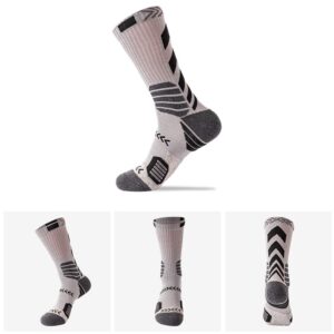 YWSLRC 5 Pairs Men's Athletic Crew Socks Performance Thick Cushioned Sport Basketball Running Training Compression Sock