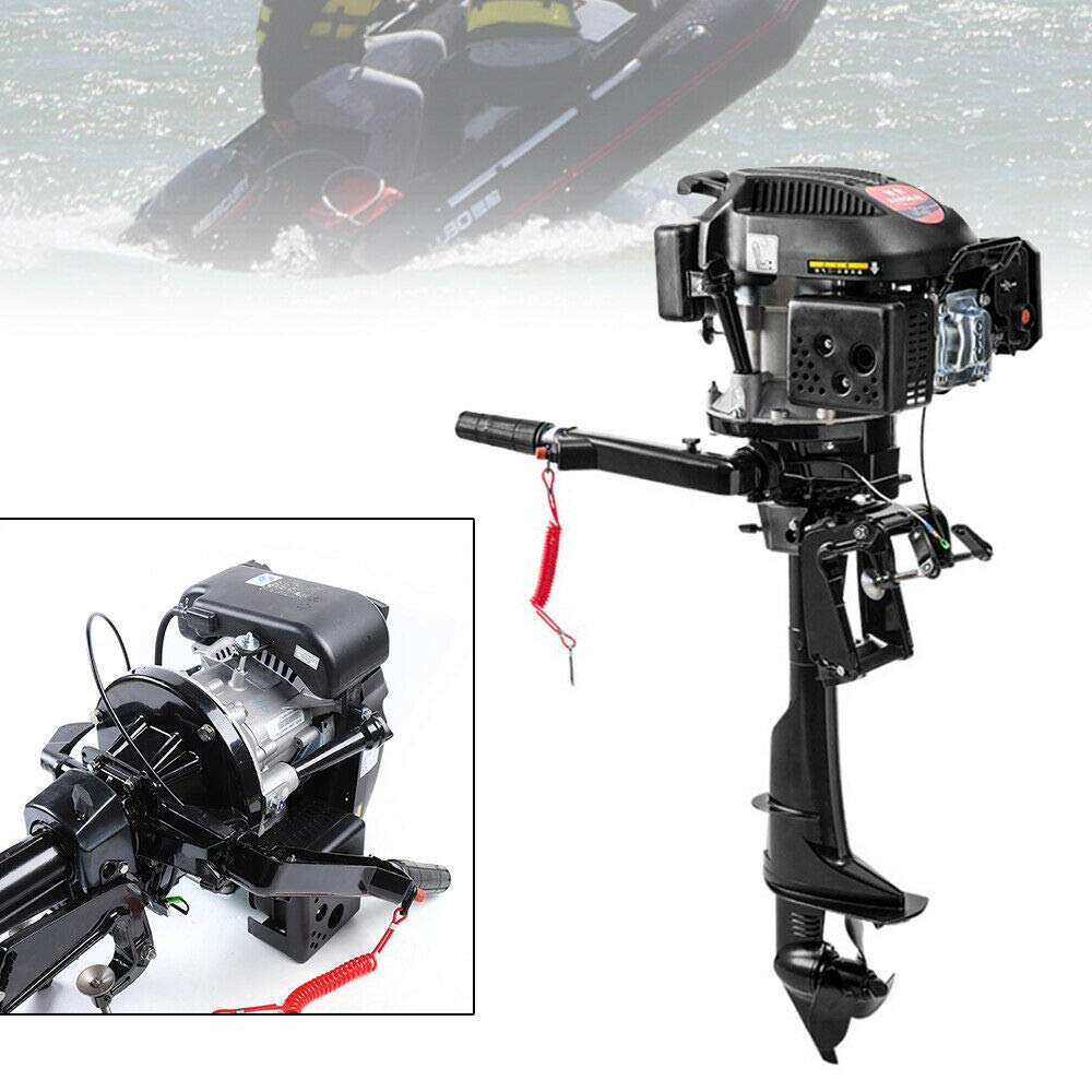 TFCFL 4 Stroke 6.0HP Electric Outboard Motor,Outboard Motor Boat Engine Water Cooling CDI System,Heavy Duty Inflatable Fishing Boat Engine 3.75KW 2500 R/MIN (4 Stroke 6.0HP)