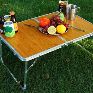 Hauunwey Folding Camping Tables Lightweight Sturdy Aluminum Outdoor Folding Table with Carrying Bag for Camp, Picnic, Beach(Small)