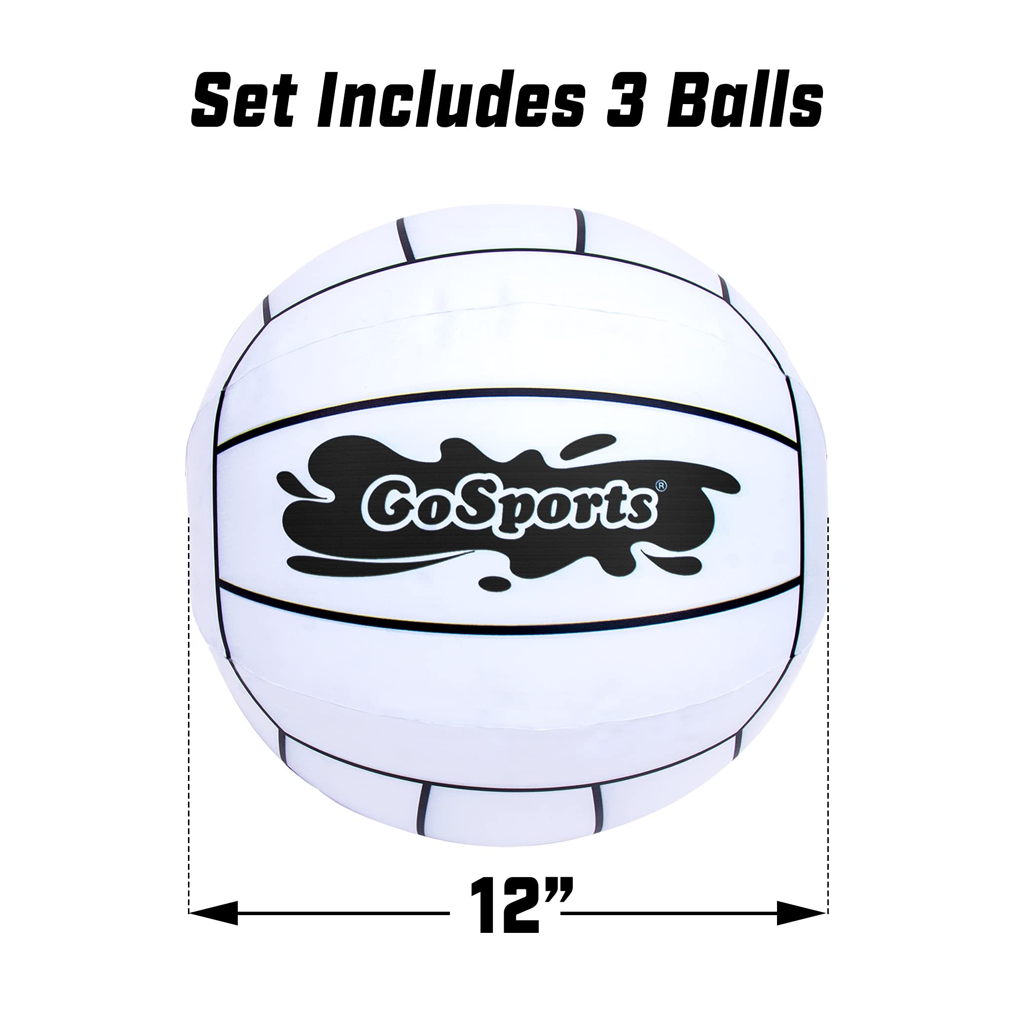 GoSports 12 Inch XL Inflatable Volleyball, 3 Pack - Easier Rallies on an Epic Scale for All Skill Levels