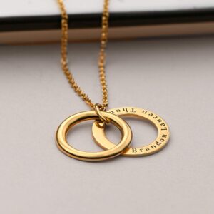 Oak&Luna - Personalized Hidden Message Engraved Ring Name Necklace - Custom Nameplate Pendant - 18K Gold Plating, Rose Gold Plating, 925 Sterling Silver, Gold Vermeil - Dainty Jewelry Gift for Her, Women For Mother's Day, Christmas, Birthday, Summer Gift