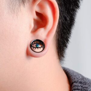 TBOSEN 1Pairs Eye Opal Style Ear Gauges Double Flared Flesh Tunnels Ear Tunnels and Plugs Body Piercing Gauges 0g-1" in 8mm-25mm