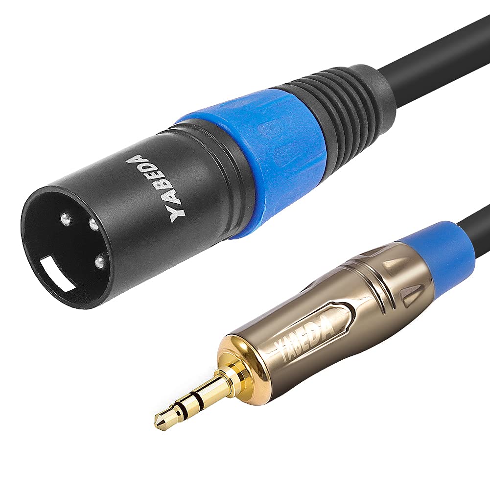 YABEDA 1/8 to XLR Cable, Unbalanced Mini Jack TRS Stereo Male to XLR Male Adapter Microphone Audio Cable (3.5mm to XLR) - 3 feet