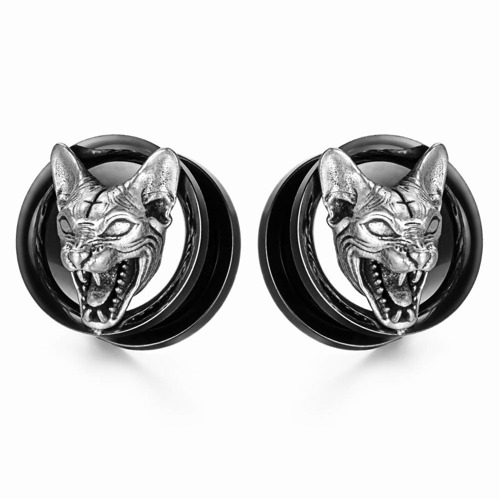 TBOSEN 2PCS Ear Gauges Animal Style Flesh Tunnel Gauges for Ears Stretcher Plug Jewelry Piercing Expander Gauges 0g - 1 inch 8mm-25mm