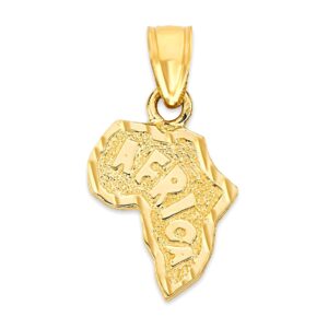 10k real solid gold dainty africa pendant, african jewelry gifts for her