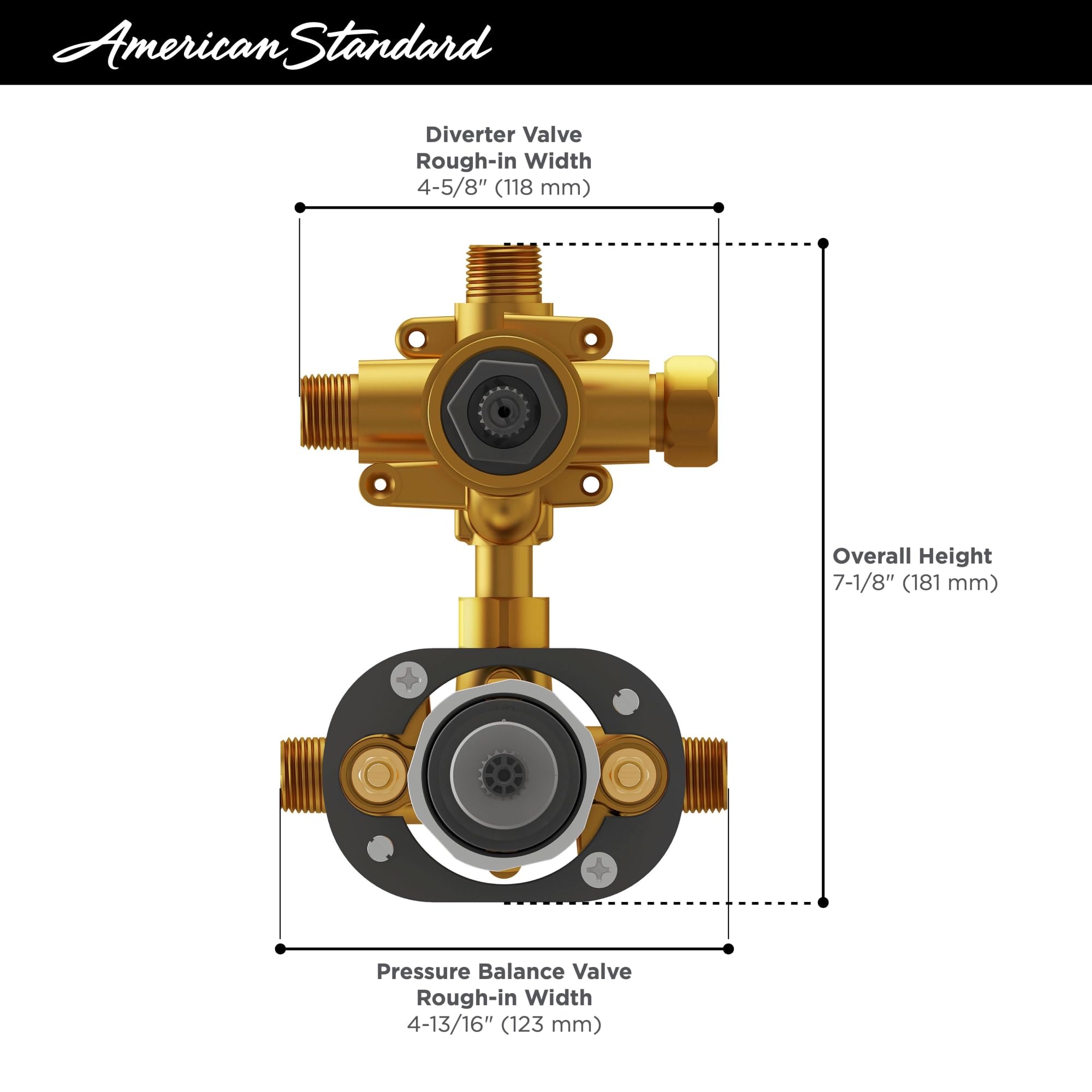 American Standard RU521 Flash 2-Way Integrated Shower Diverter Rough Pressure Balance Valve Cartridge