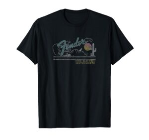 fender classic fit crew neck t-shirt - vintage desert logo, short sleeve, black