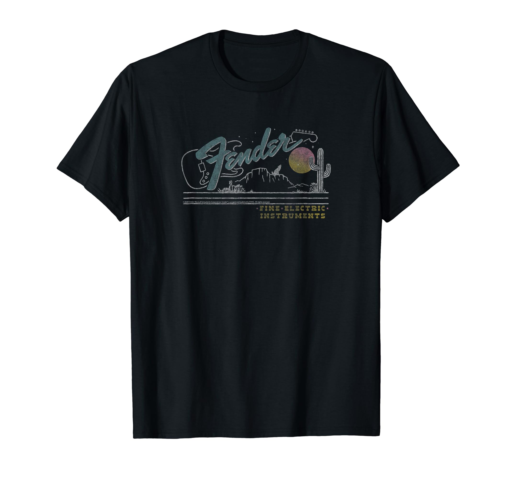 Fender Classic Fit Crew Neck T-Shirt - Vintage Desert Logo, Short Sleeve, Black