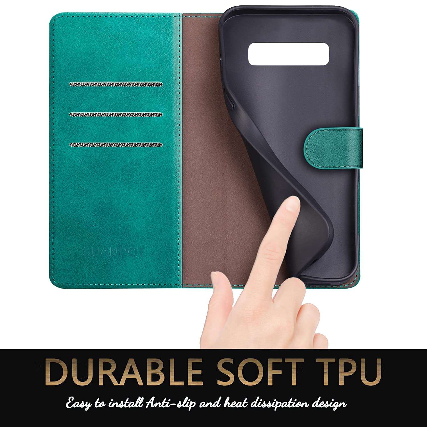 SUANPOT for Samsung Galaxy S10 6.1"(NON S10e,S10+) with RFID Blocking Leather Wallet case Credit Card Holder,Flip Folio Book Phone case Shockproof Cover Women Men for Samsung S10 case Wallet