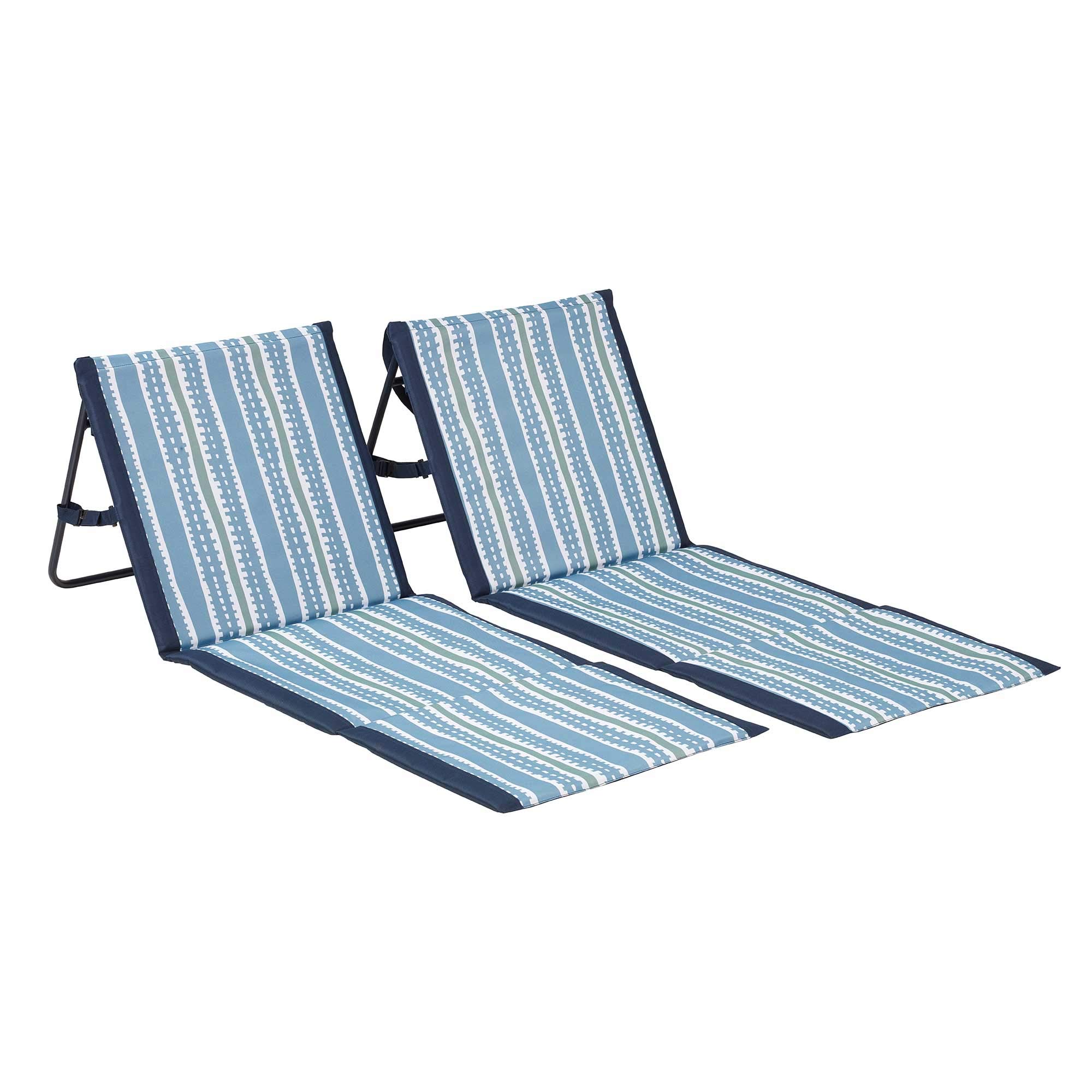 Lightspeed Outdoors Beach Loungers, Portable Chair, Mud Stripes, 2-Pack