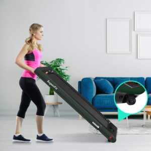 GYMAX Walking Pad, 2.25HP Foldable Treadmill with LED Display, Remote & Smart App Control, 2 in 1 Under Desk Treadmill, Portable Compact Folding Treadmill for Small Space/Home/Office (Emerald)