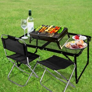 TIYASTUN Camping Table Small Foldable Table Small Folding Table Portable Table Adjustable Folding Table Picnic Table Beach Table Camp Table Grill Table bbq Table