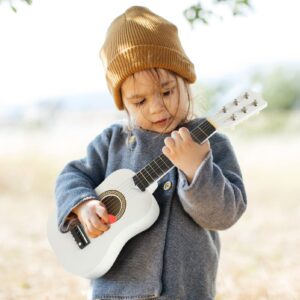 21 Inch Guitar Small Acoustic Guitar for Beginners 6- String Wooden Guitar White