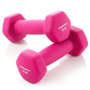 philosophy gym neoprene dumbbell hexagon hand weights, 2 lb pair - 4 lb total