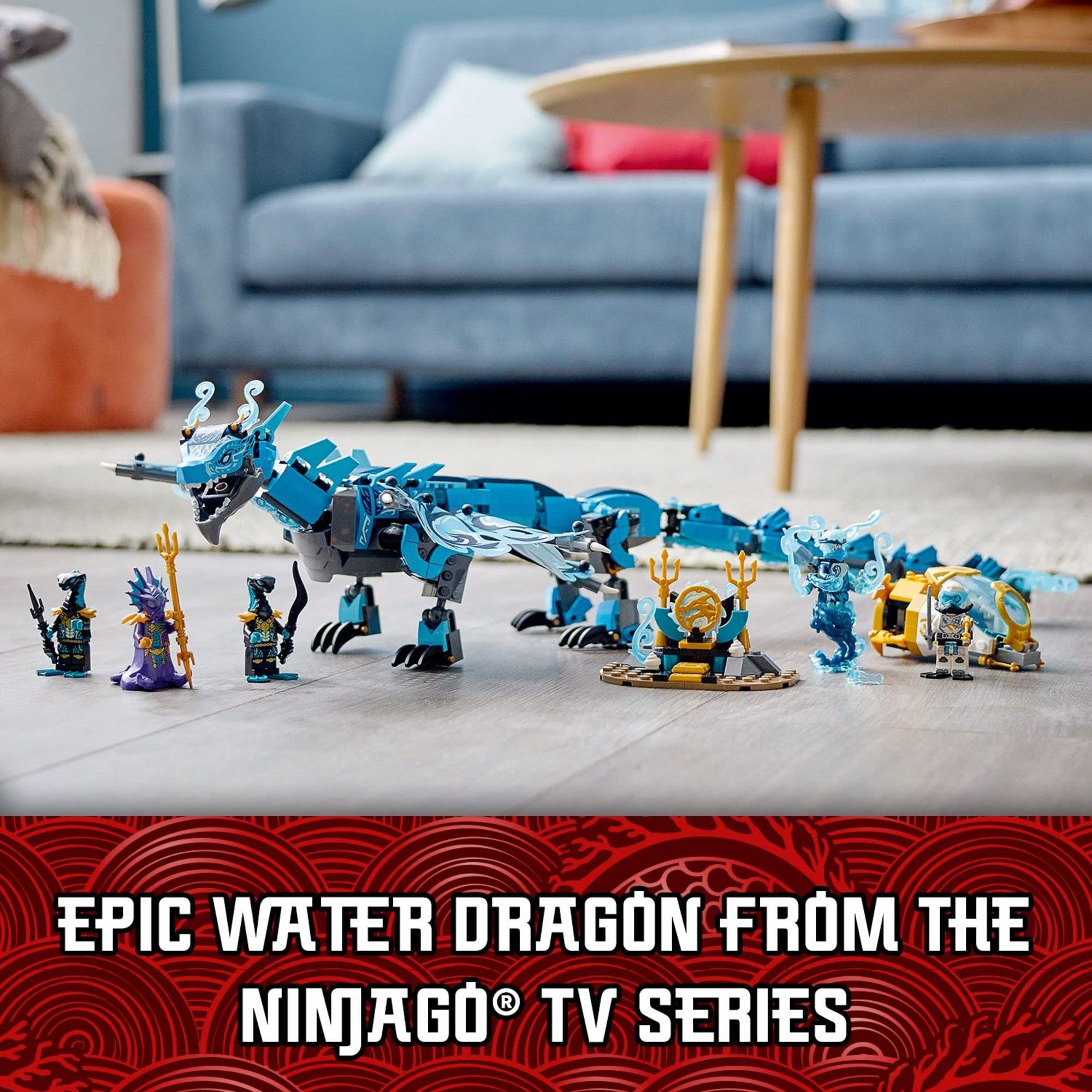 LEGO NINJAGO Water Dragon Toy, 71754 Building Set with 5 Minifigures and Weapons, Ninja Gifts for 9 Plus Years Old Kids, Boys & Girls