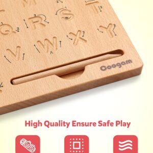 Coogam Wooden Letters Practicing Board, Double-Sided Alphabet Tracing Tool Learning to Write ABC Educational Toy Game Fine Motor Montessori Gift for Preschool 3 4 5 Years Old Kids