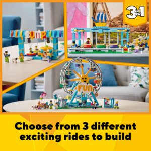 LEGO Creator 3in1 Ferris Wheel 31119 Building Kit with Rebuildable Toy Bumper Cars, Boat Swing and 5 Minifigures; New 2021 (1,002 Pieces)