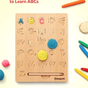 Coogam Wooden Letters Practicing Board, Double-Sided Alphabet Tracing Tool Learning to Write ABC Educational Toy Game Fine Motor Montessori Gift for Preschool 3 4 5 Years Old Kids