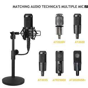 Desk Mic Stand, Adjustable Metal Table Microphone Stand with Shock Mount for Audio Technica AT2020 AT2020USB+ AT2035 ATR2500x Condenser Studio Microphone by Frgyee