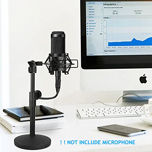 Desk Mic Stand, Adjustable Metal Table Microphone Stand with Shock Mount for Audio Technica AT2020 AT2020USB+ AT2035 ATR2500x Condenser Studio Microphone by Frgyee