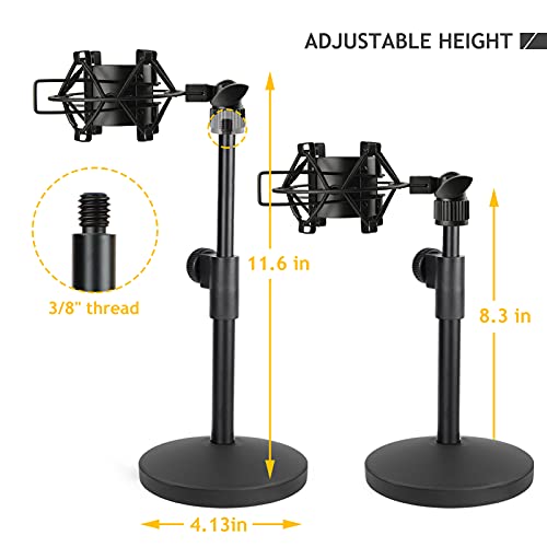 Desk Mic Stand, Adjustable Metal Table Microphone Stand with Shock Mount for Audio Technica AT2020 AT2020USB+ AT2035 ATR2500x Condenser Studio Microphone by Frgyee