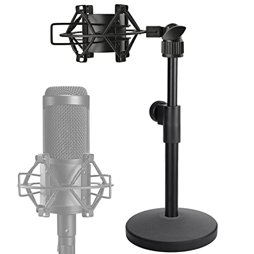 Desk Mic Stand, Adjustable Metal Table Microphone Stand with Shock Mount for Audio Technica AT2020 AT2020USB+ AT2035 ATR2500x Condenser Studio Microphone by Frgyee